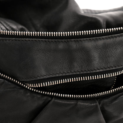 Prada Soft Calf Pleated Hobo Black 12 of 15
