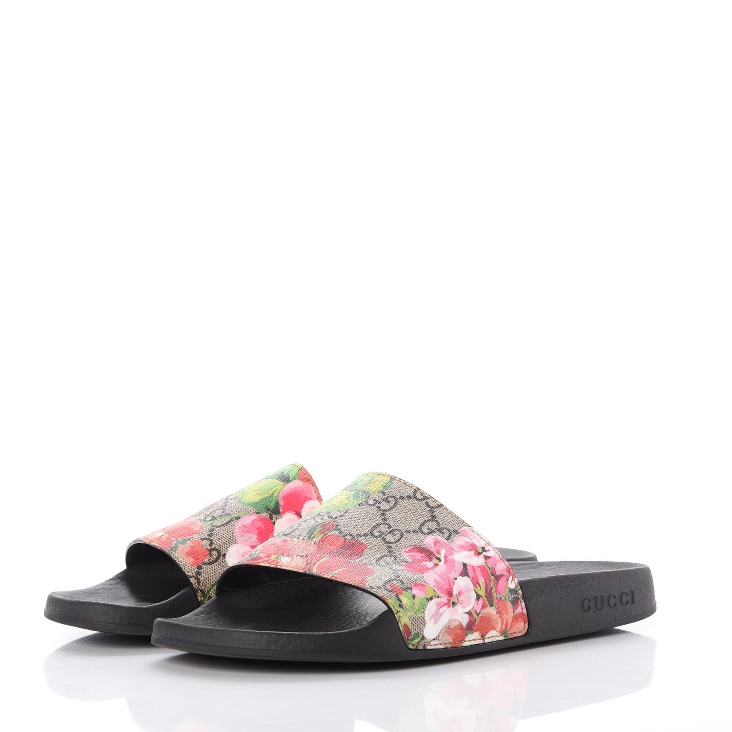 Gucci GG Supreme Monogram Blooms Slide Sandals 39 Beige Multicolor 3 of 9