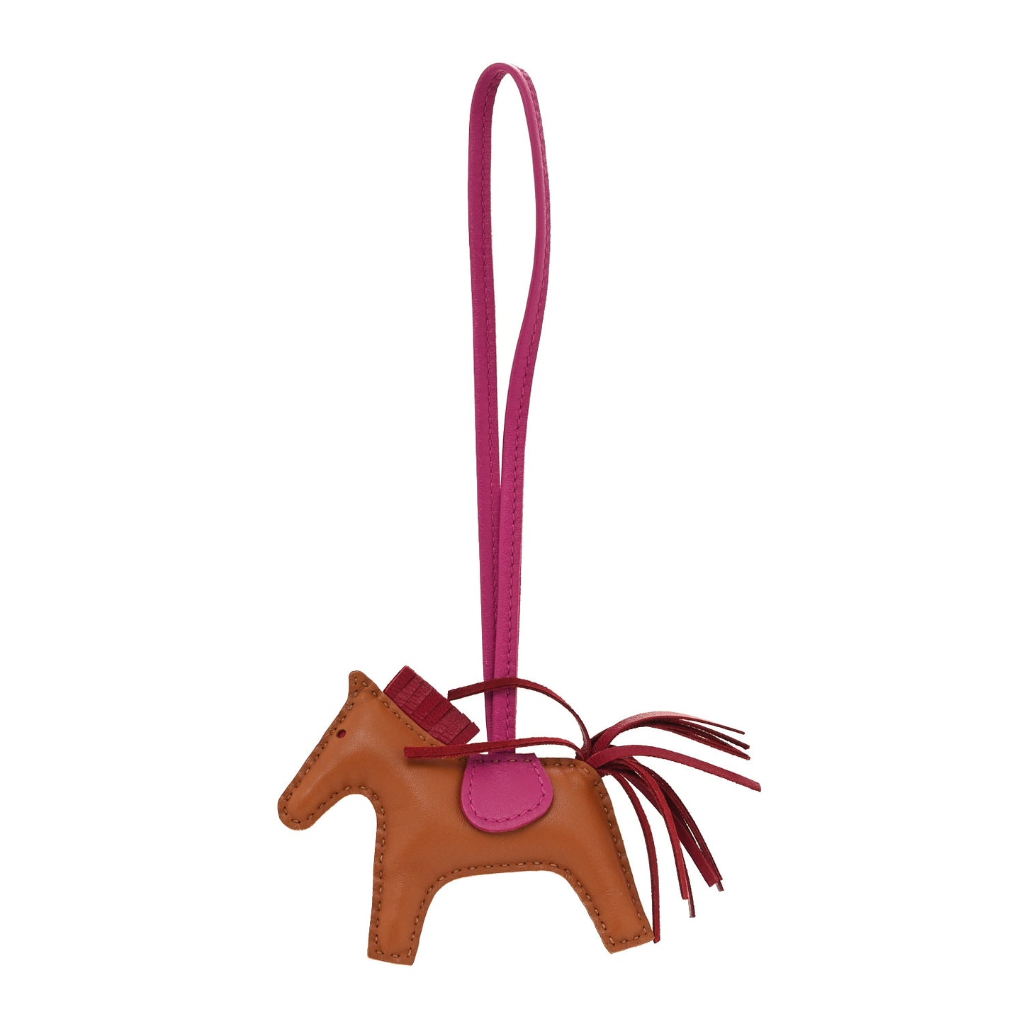 Milo Lambskin Grigri Rodeo Horse Bag Charm PM Gold Rubis Rose Poupre