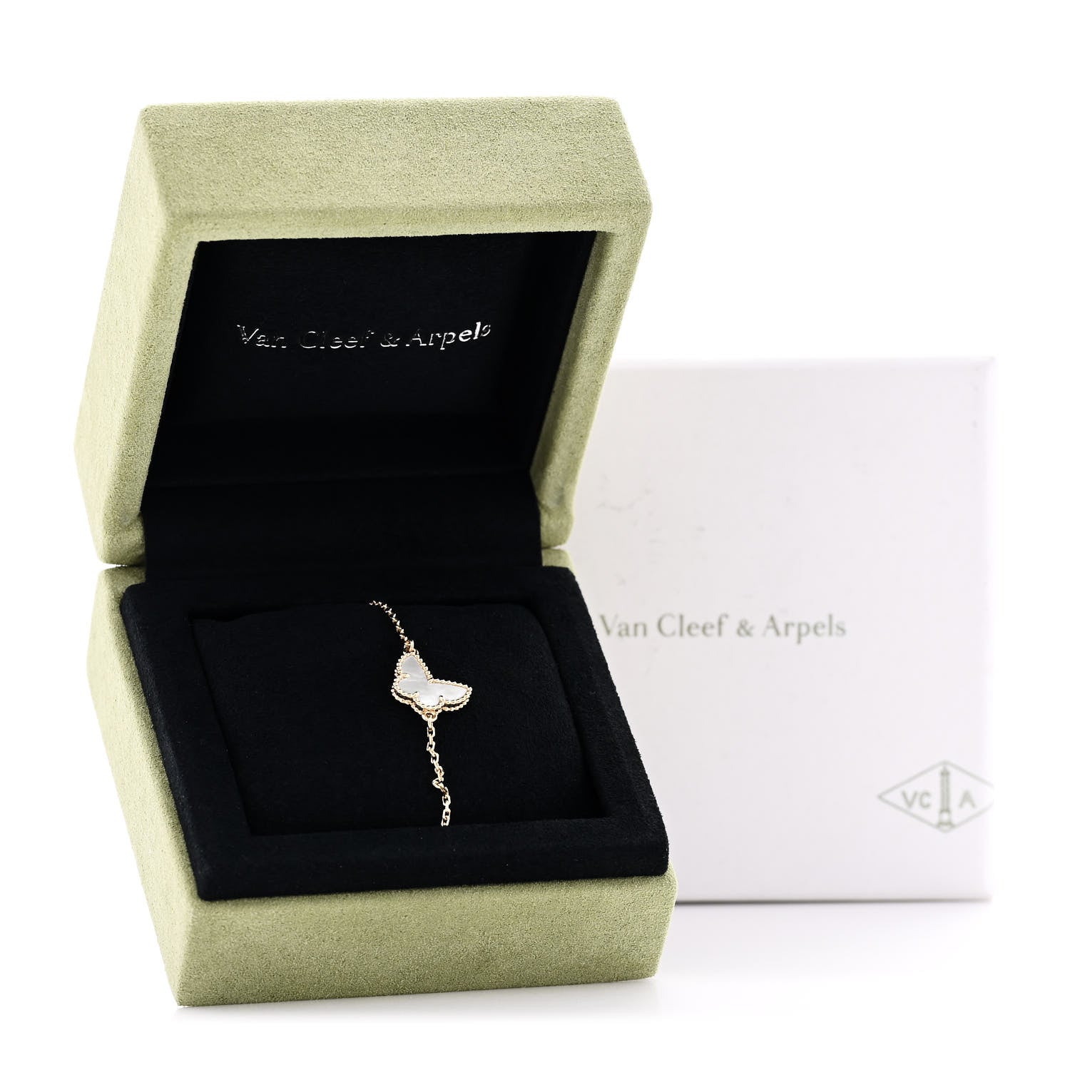 Van Cleef & Arpels 18K Yellow Gold Mother of Pearl Sweet Alhambra Butterfly Bracelet 6 of 6