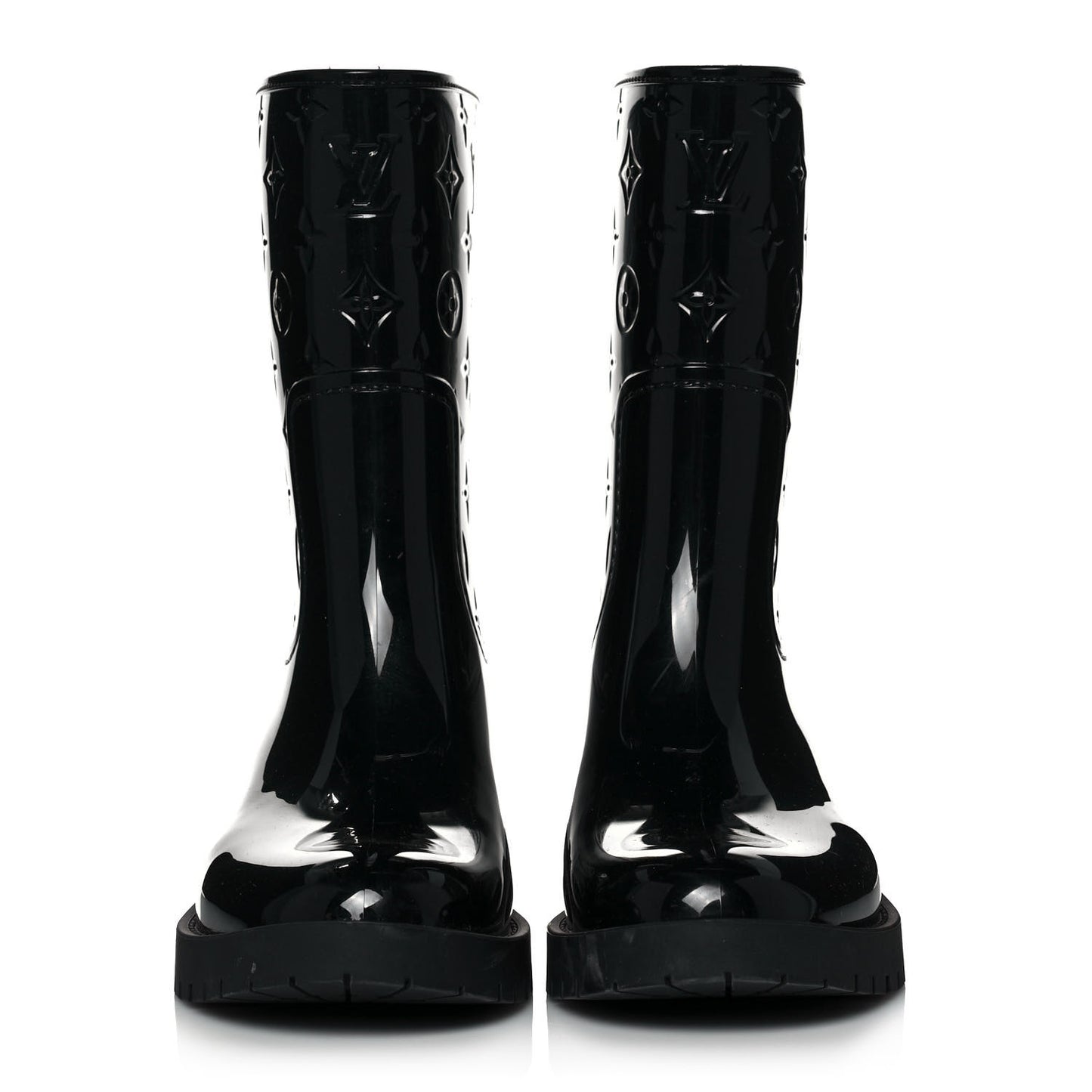 Rubber Embossed Monogram Drops Flat Half Boots 40 Black