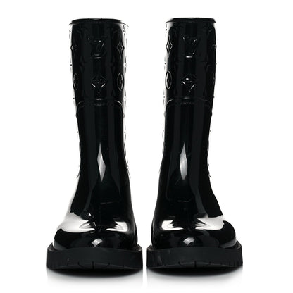 Louis Vuitton Rubber Embossed Monogram Drops Flat Half Boots 40 Black 2 of 6