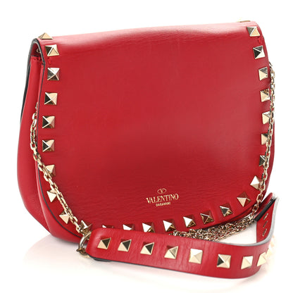Valentino Garavani Vitello Mini Rockstud Crossbody Saddle Bag Red 3 of 8