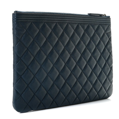 Chanel Caviar Quilted Medium Boy Cosmetic Case Navy 3 of 7