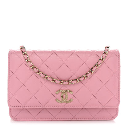 Chanel Caviar Quilted Multi Chain Wallet On Chain WOC Light Pink 1 of 11