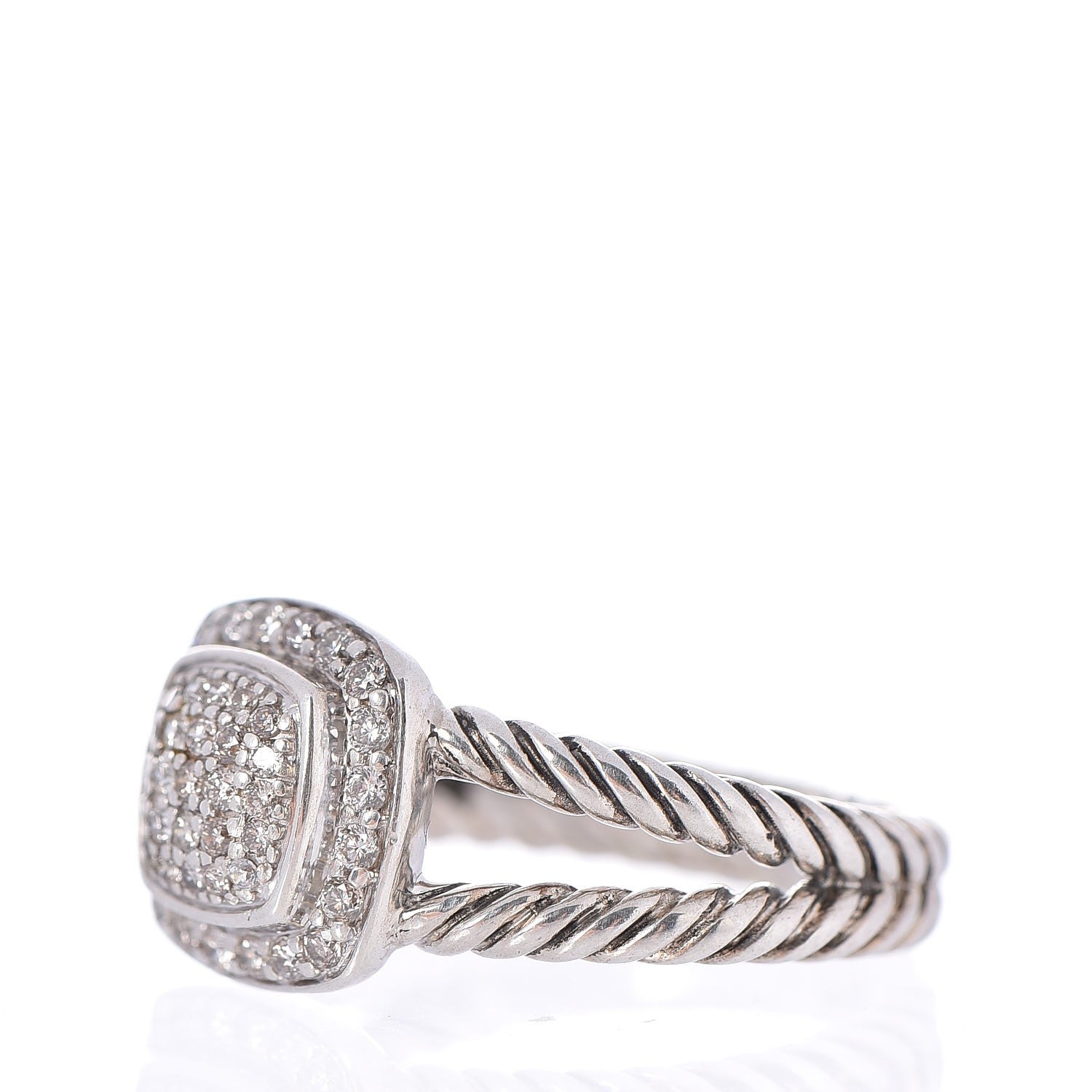 David Yurman Sterling Silver Diamond 7mm Petite Albion Pave Ring 54 7 3 of 5