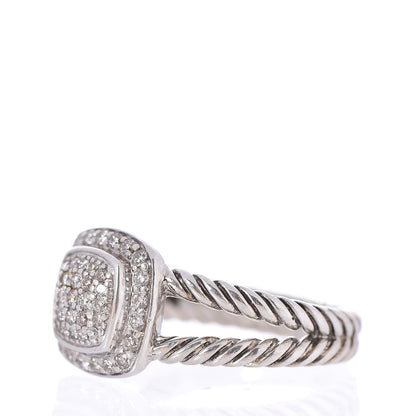 David Yurman Sterling Silver Diamond 7mm Petite Albion Pave Ring 54 7 3 of 5
