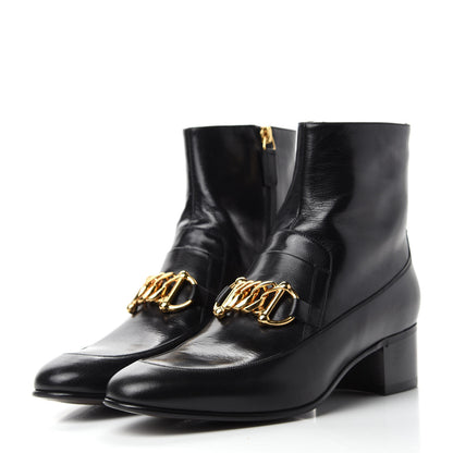 Gucci Goatskin Mens Kitten Chain Horsebit Ankle Boots 8 Black 3 of 9