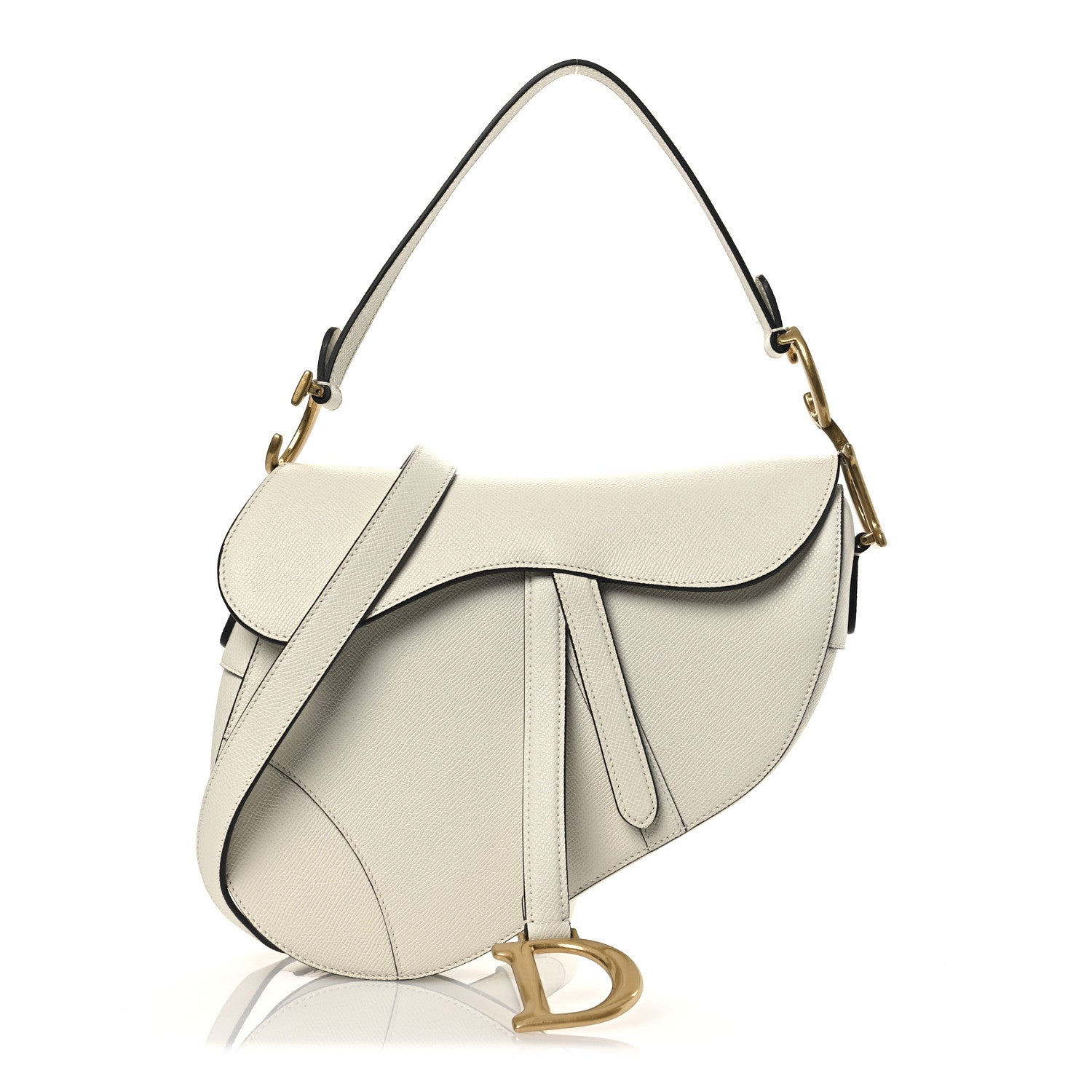 Christian Dior Grained Calfskin Saddle Bag With Strap Latte 1 of 10