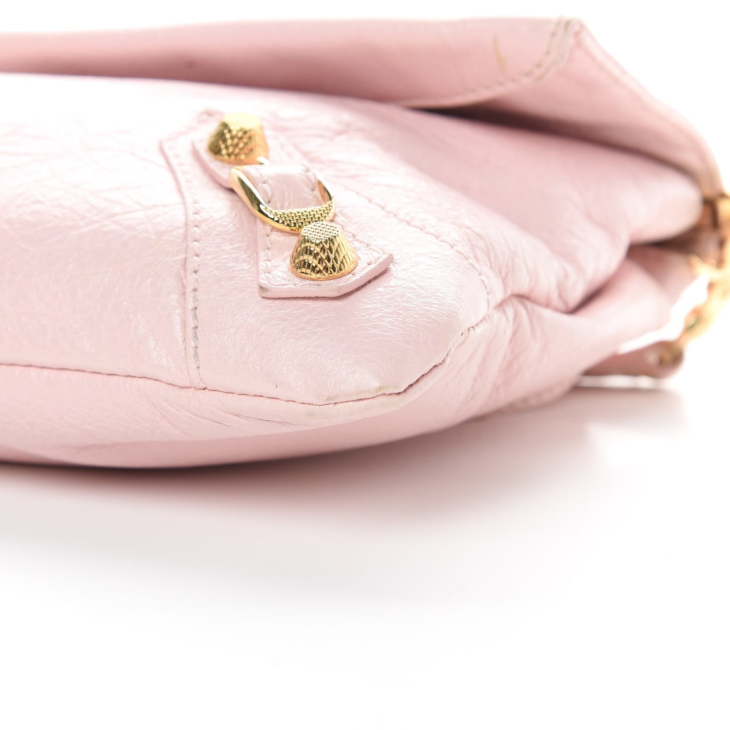 Agneau Giant 12 Gold Hardware Envelope Strap Clutch Rose Poudre