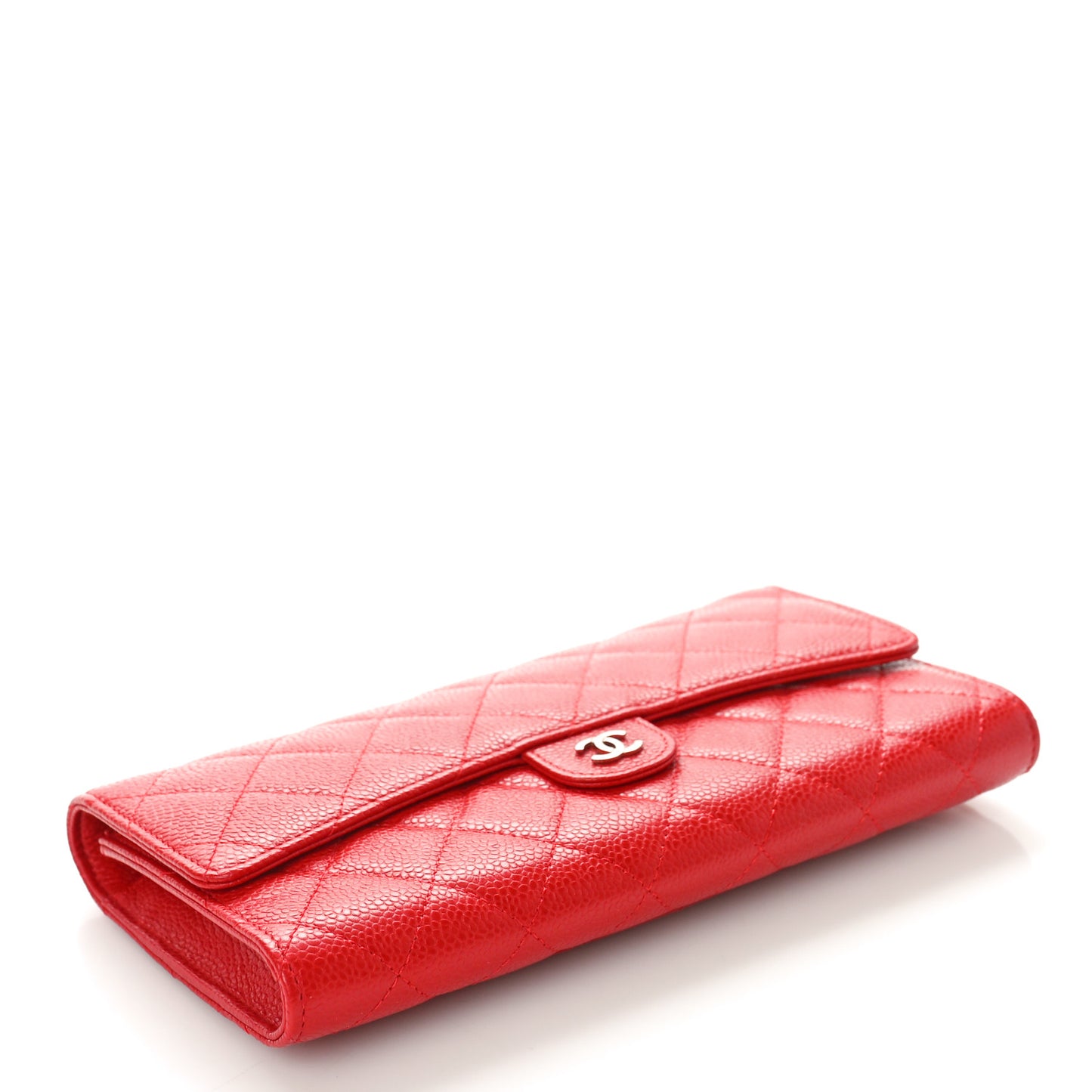 Caviar Quilted Travel Wallet Red