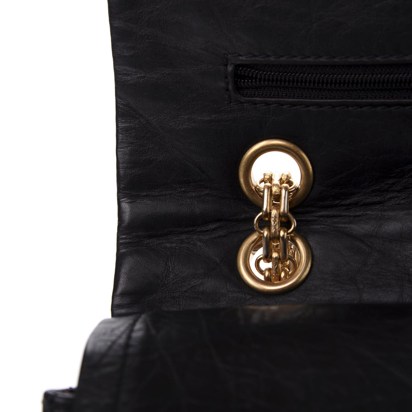 Crumpled Calfskin Quilted 2.55 Reissue 227 Flap Black