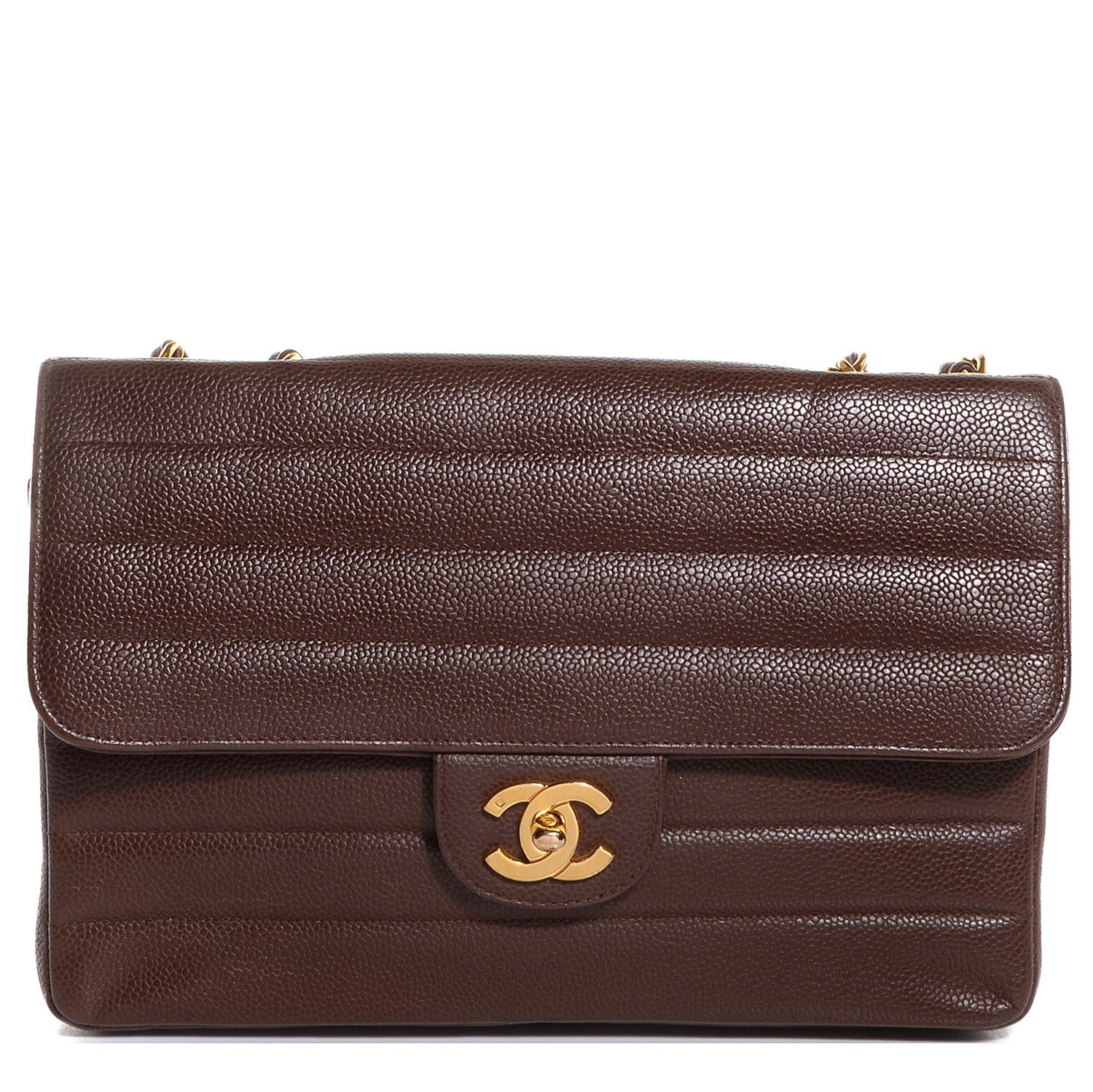 Chanel Caviar Horizontal Quilt Medium Single Flap Light Brown 1 of 9