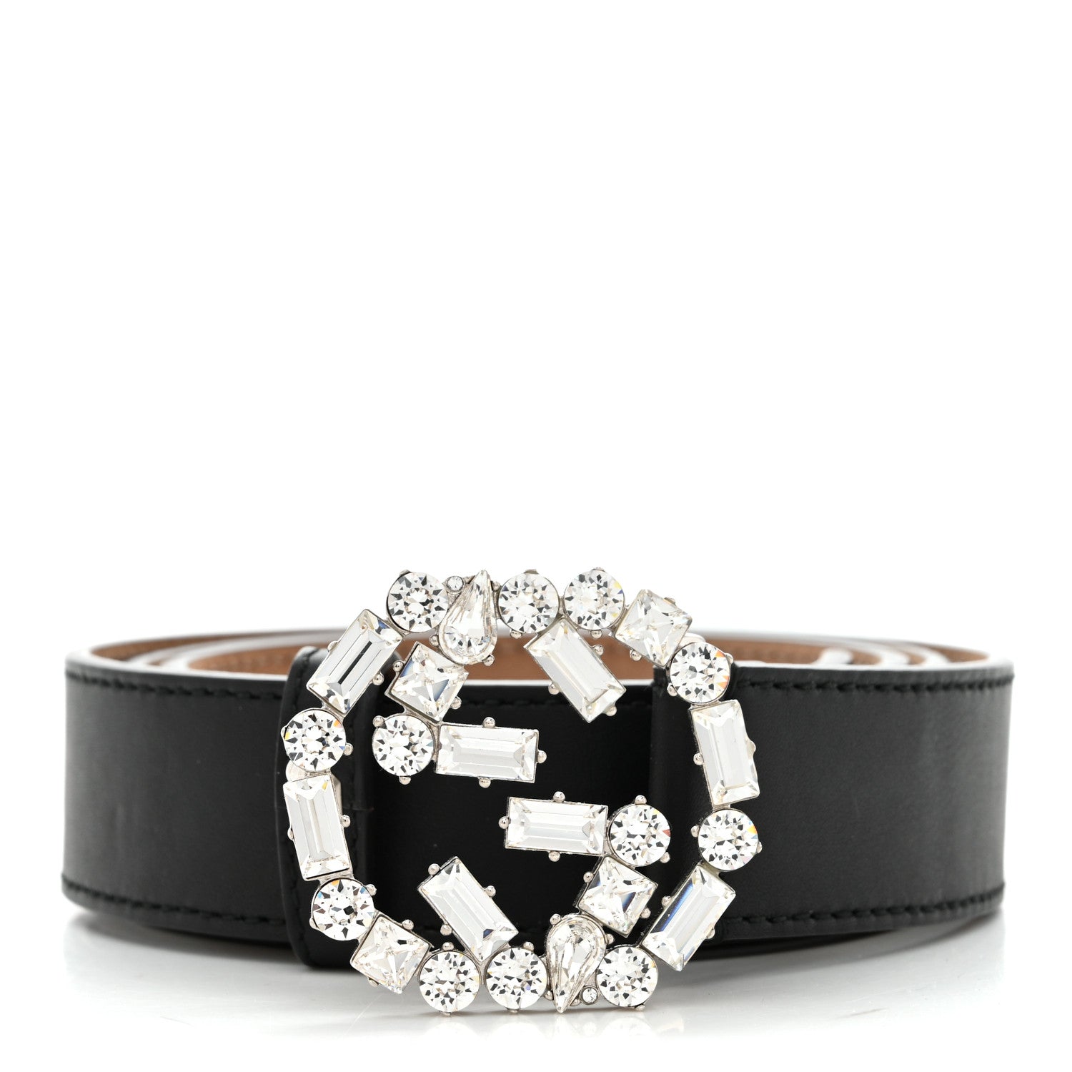 Gucci Calfskin Crystal Interlocking G 90 36 Belt Black 1 of 6