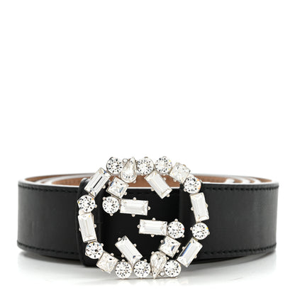 Gucci Calfskin Crystal Interlocking G 90 36 Belt Black 1 of 6