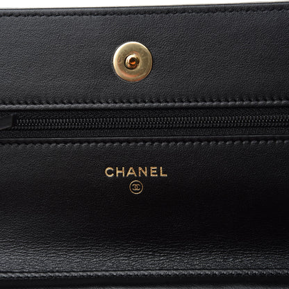 Chanel Shiny Aged Calfskin Quilted CC Wallet On Chain WOC Black 6 of 8