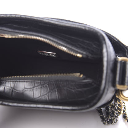 Chanel Calfskin Crocodile Embossed Small Gabrielle Cocodile Hobo Black 5 of 12