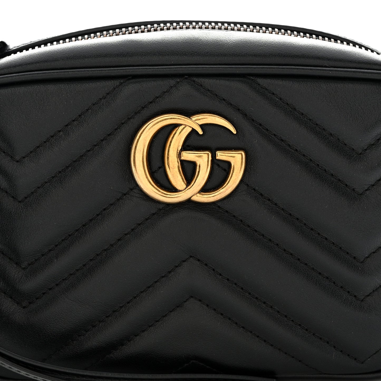 Calfskin Matelasse Mini GG Marmont Chain Shoulder Bag Black