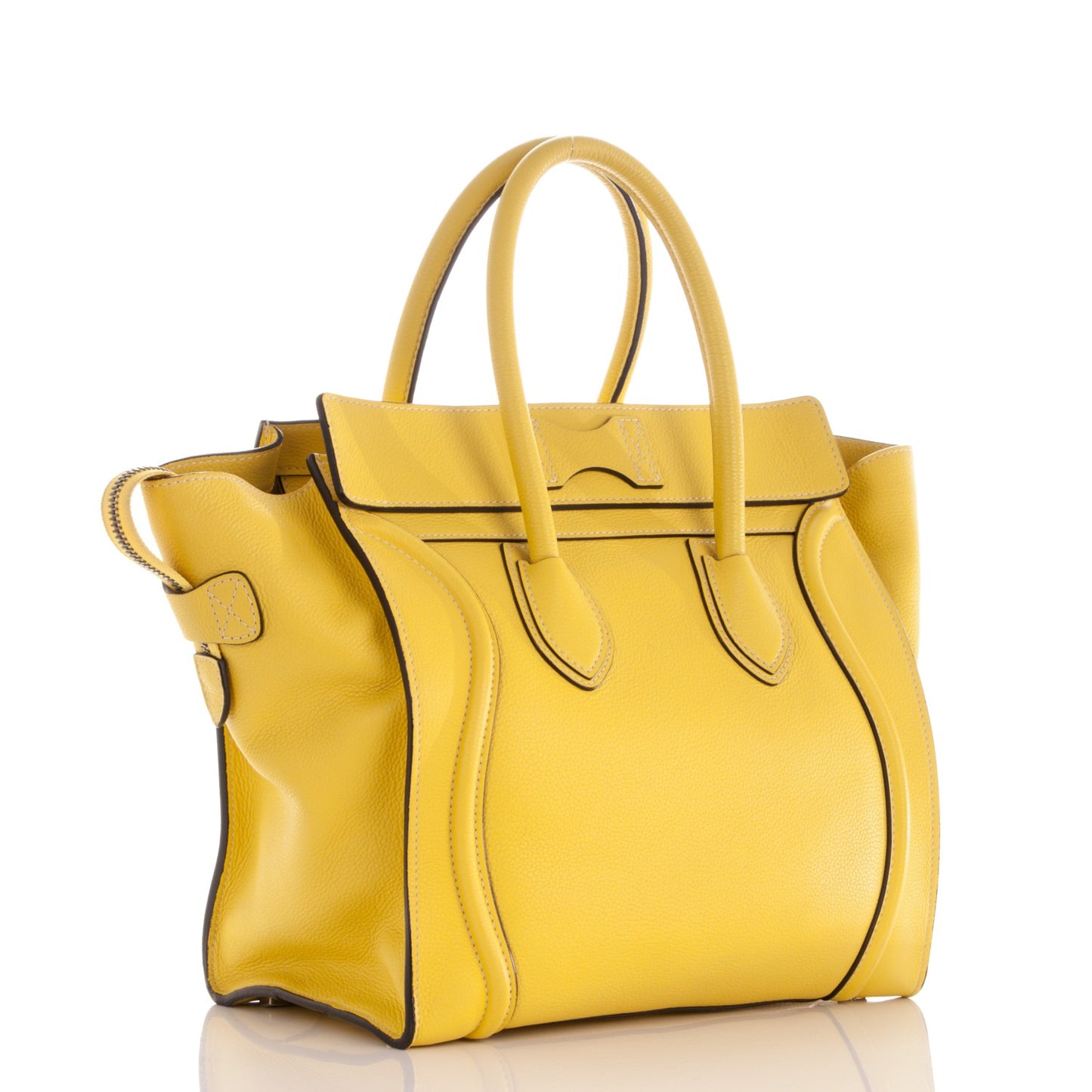 Drummed Calfskin Mini Luggage Citron
