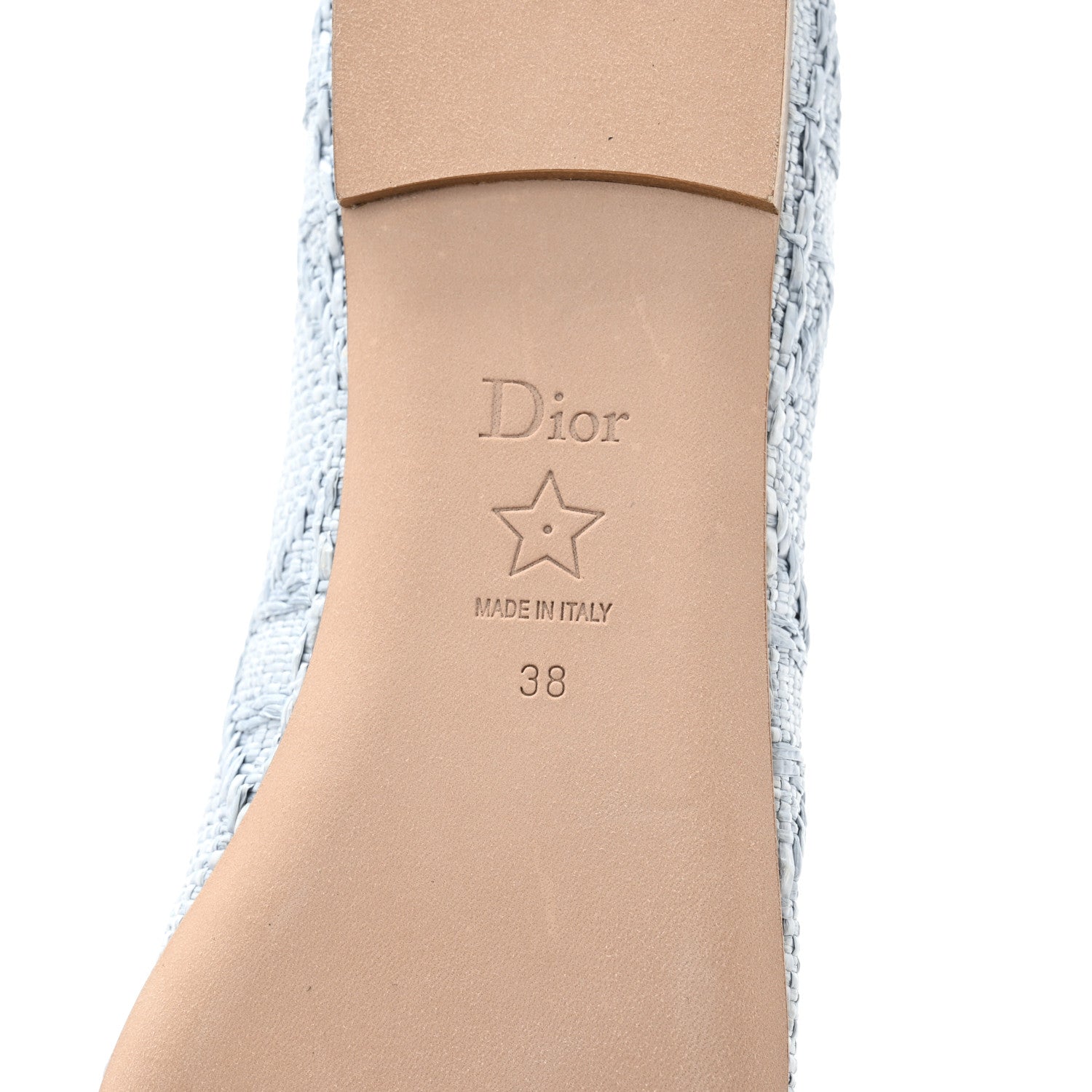 Christian Dior Raffia Cannage Ballet Flat 38 Bleu Pastel 7 of 12