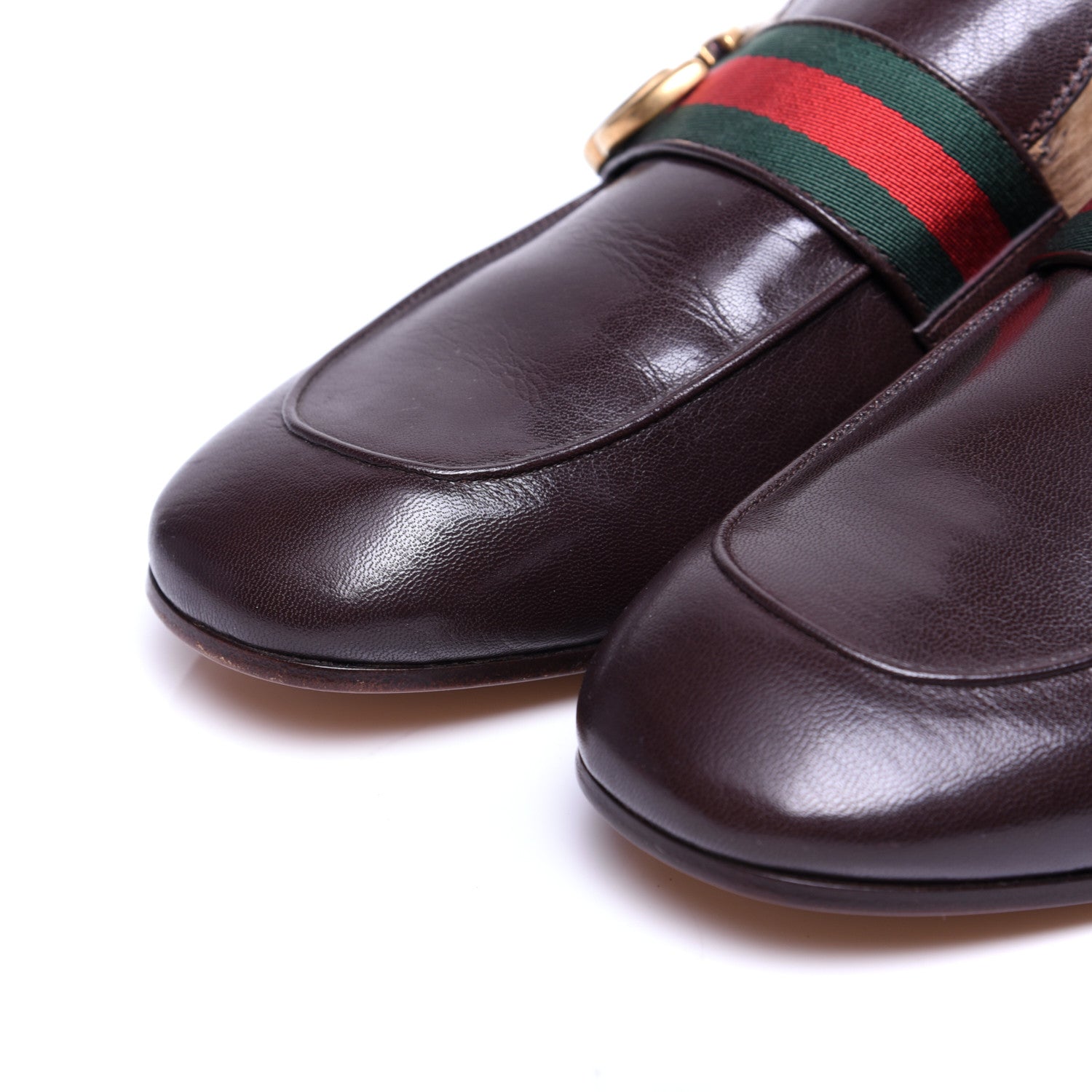 Gucci Goatskin Fur Web GG Mens Princetown Slippers 7.5 Cocoa 6 of 12