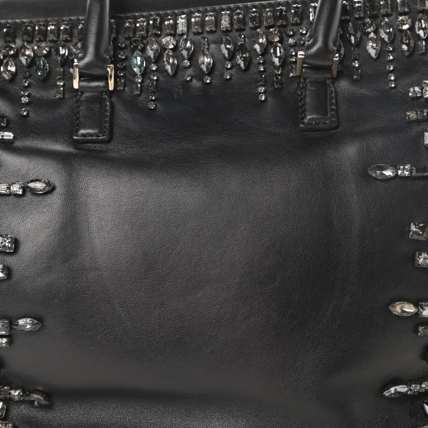 Lambskin Crystal B Diamond Tote Black