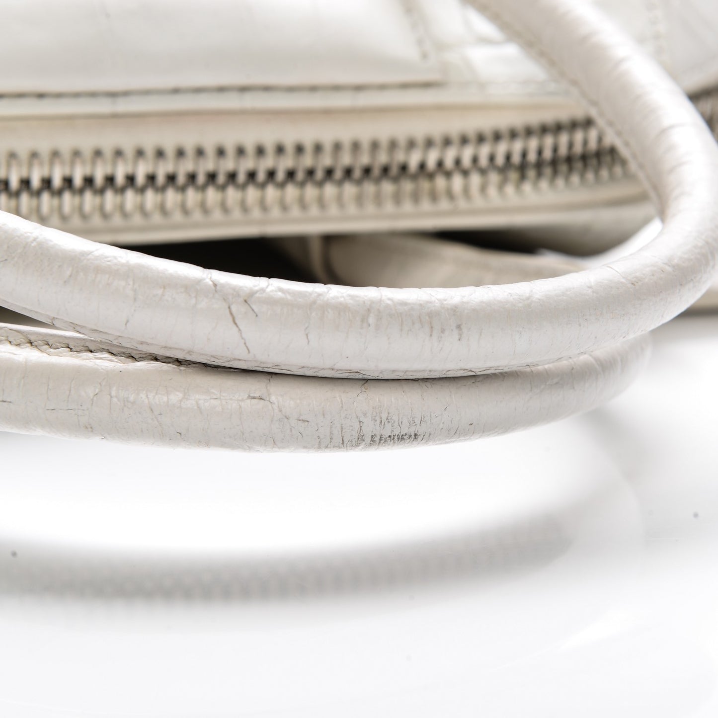 Calfskin Crocodile Embossed Small Antigona White