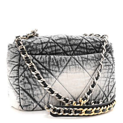 Chanel Washed Denim Quilted Medium Chanel 19 Flap Black White 3 of 11