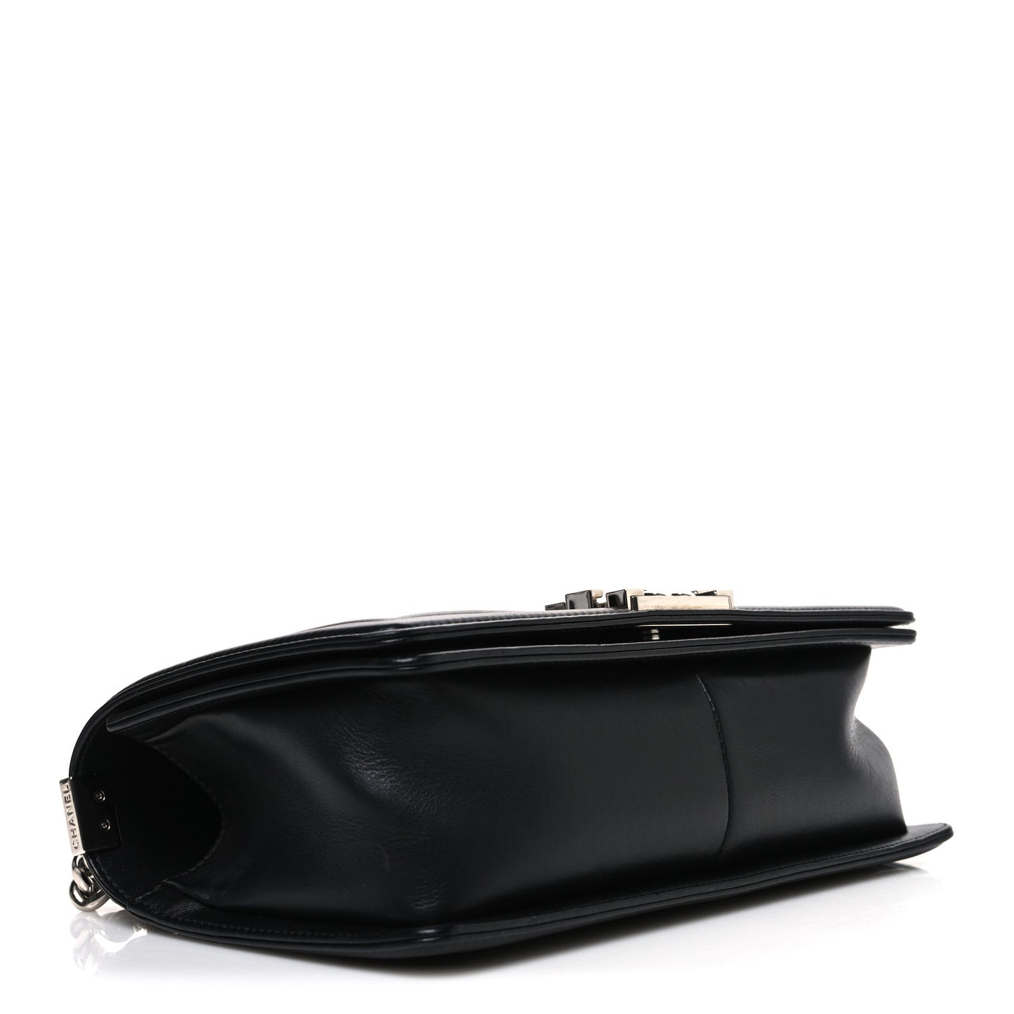 Calfskin Chevron Quilted Medium Boy Flap Black