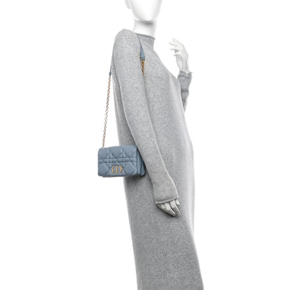 Christian Dior Calfskin Macrocannage Mini Caro Bag Bracing Blue 2 of 12