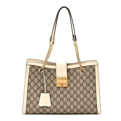 Gucci GG Supreme Monogram Medium Padlock Tote White 1 of 11