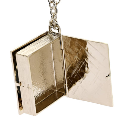 Chanel Metal CC Lion Book Locket Necklace Gold 5 of 10