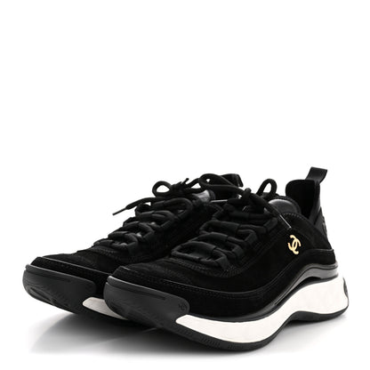 Chanel Suede Calfskin Nylon Grosgrain CC Sneakers 38 Black 4 of 10