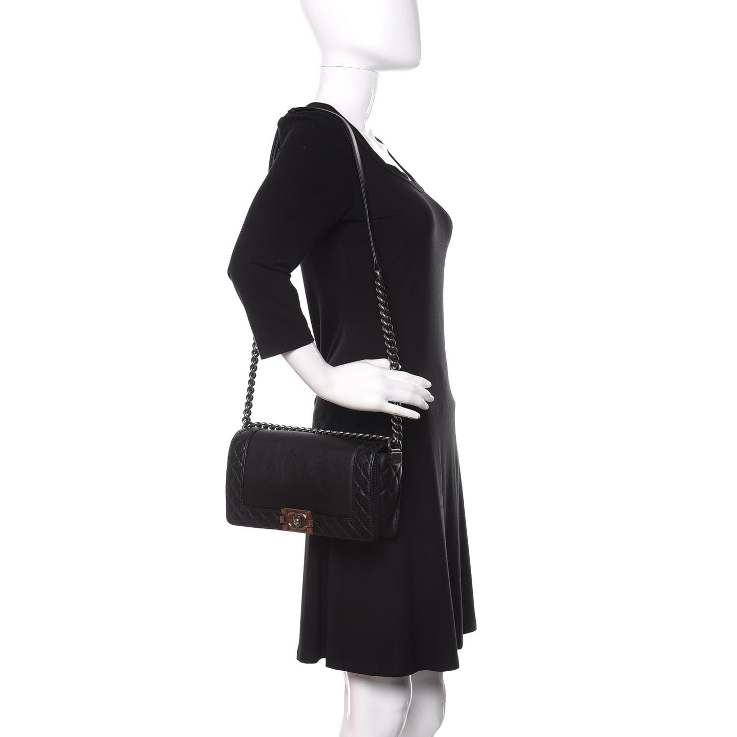 Calfskin Medium Boy Reverso Flap Black