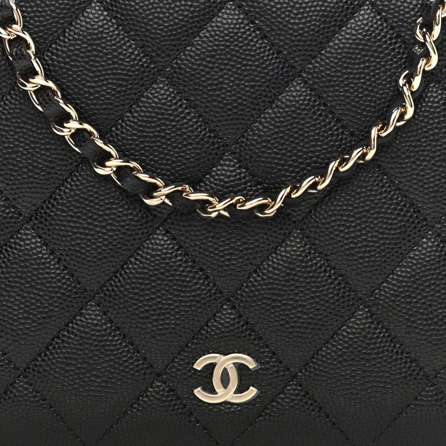 Caviar Quilted Clutch With Chain Black
