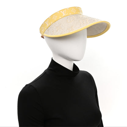 Louis Vuitton Calfskin Raffia Monogram Strawgram Visor Yellow Natural 2 of 9