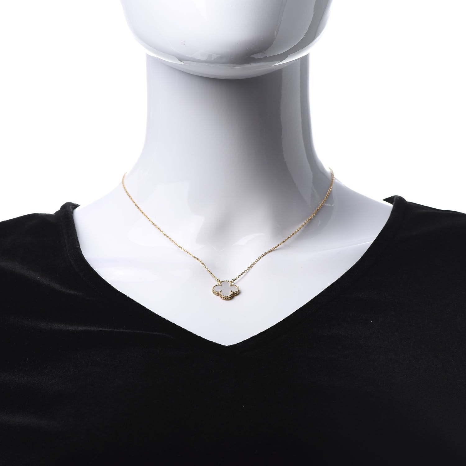 Van Cleef & Arpels 18K Yellow Gold Mother of Pearl Vintage Alhambra Pendant Necklace 2 of 6