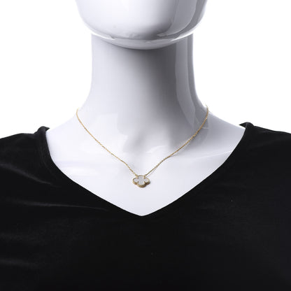 Van Cleef & Arpels 18K Yellow Gold Mother of Pearl Vintage Alhambra Pendant Necklace 2 of 6