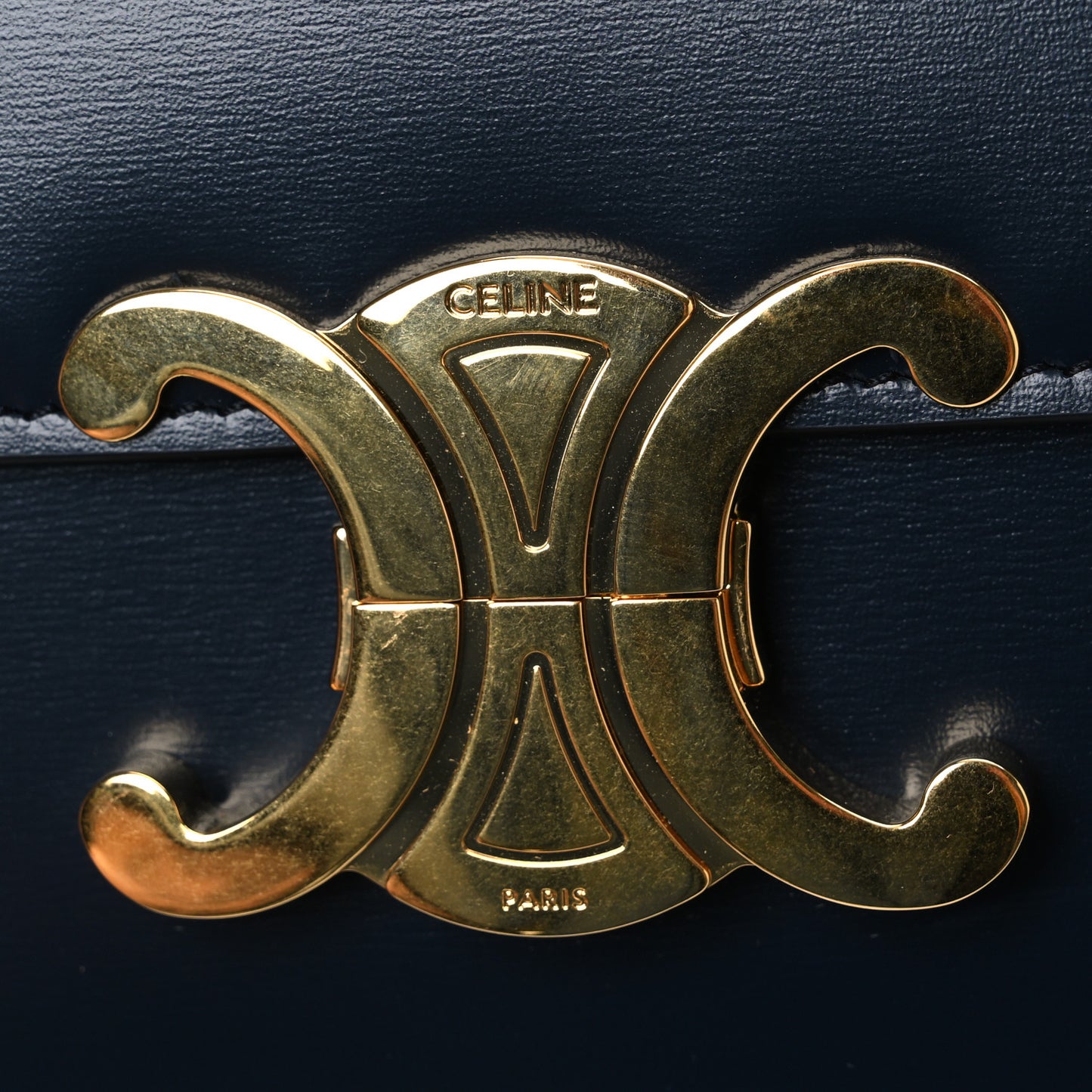 Shiny Calfskin Medium Triomphe Navy Blue
