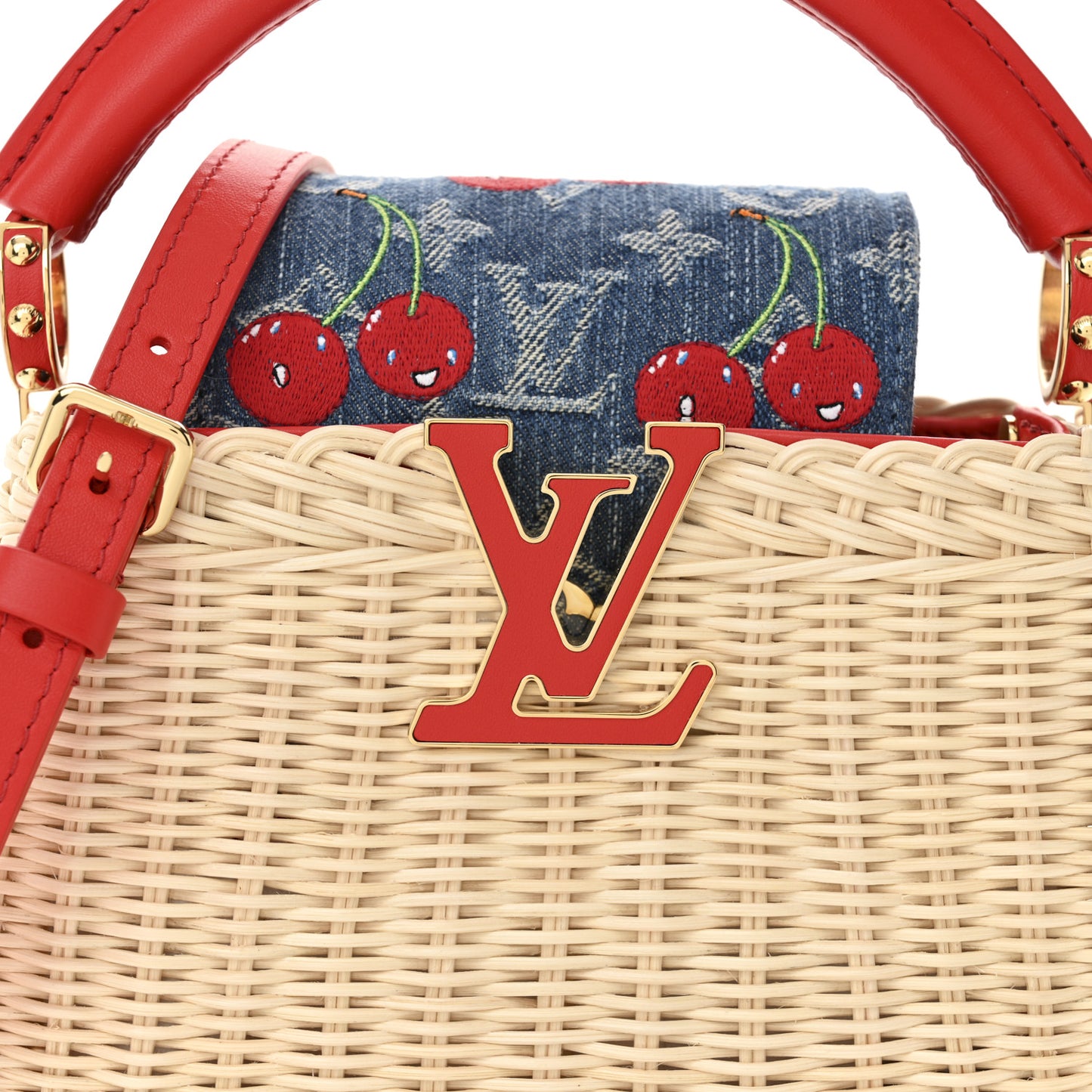 LV X TM Rattan Denim Calfskin Cerises Capucines Mini