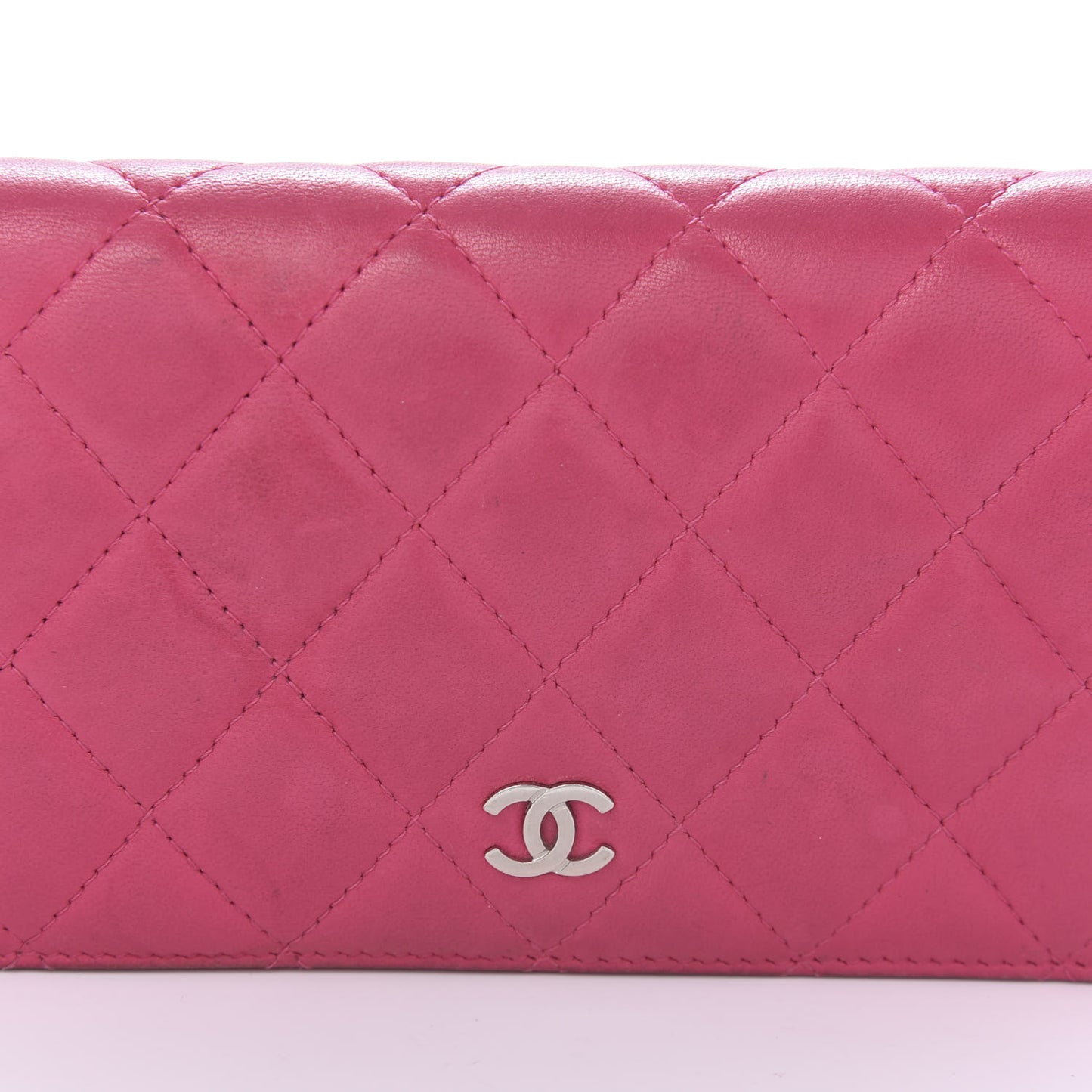 Lambskin Quilted Yen Wallet Fuchsia