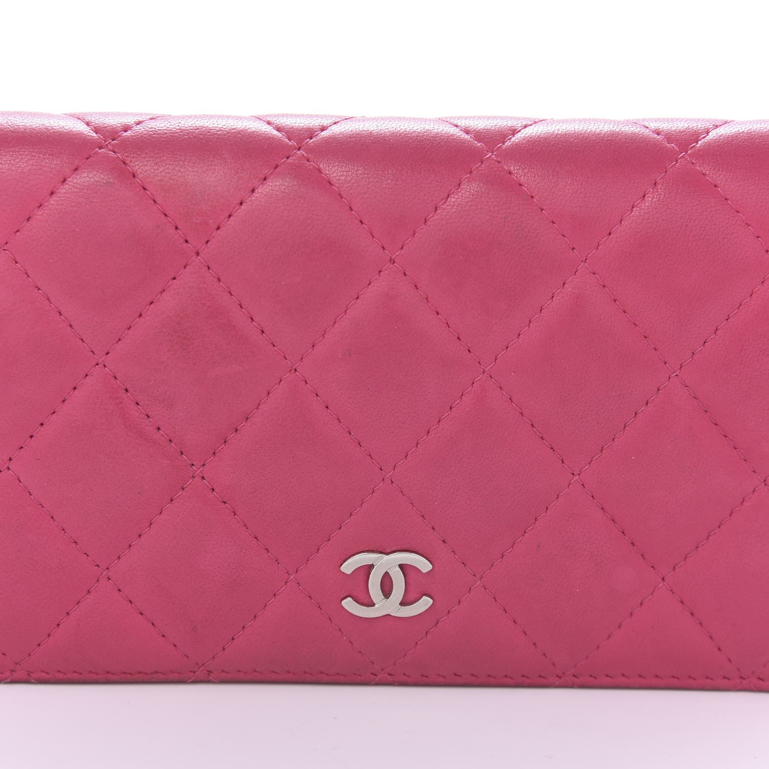 Chanel Lambskin Quilted Yen Wallet Fuchsia 10 of 13