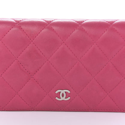 Chanel Lambskin Quilted Yen Wallet Fuchsia 10 of 13