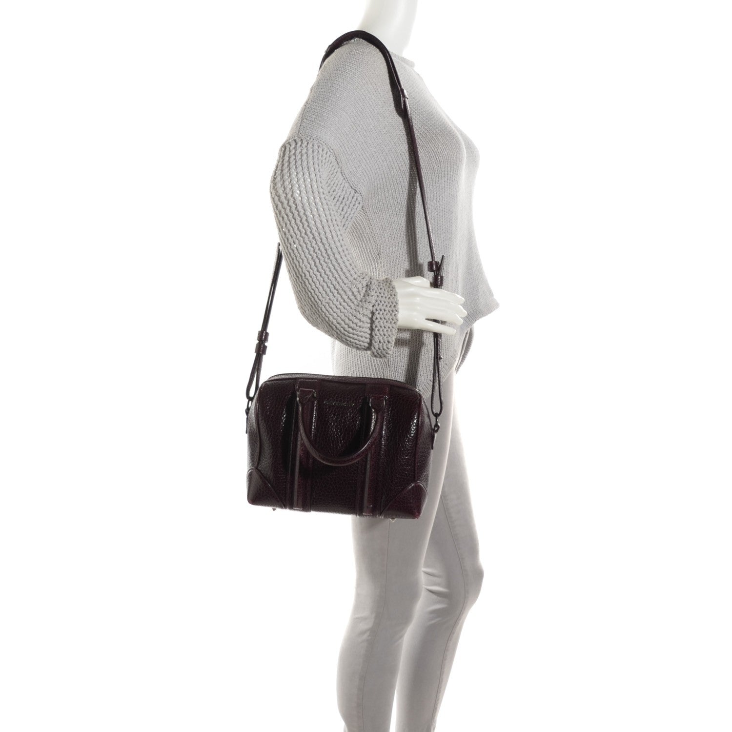 Givenchy Glazed Pebbled Calfskin Mini Lucrezia Aubergine 2 of 8