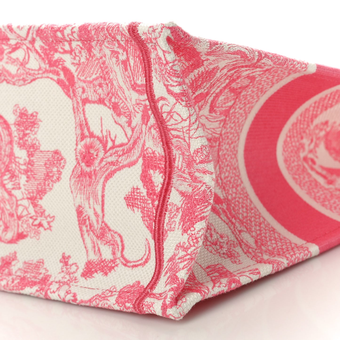 Canvas Embroidered Medium Dioriviera Toile De Jouy Book Tote Peony Pink