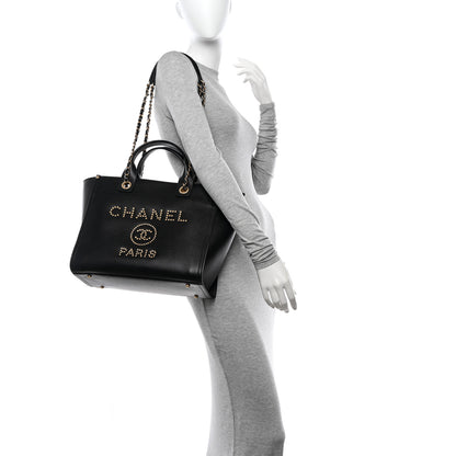 Chanel Caviar Small Studded Deauville Tote Black 2 of 10