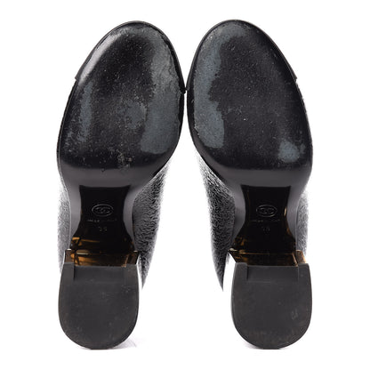 Chanel Fantasy Patent Calfskin Grosgrain Cap Toe Pumps 38 Black 9 of 12