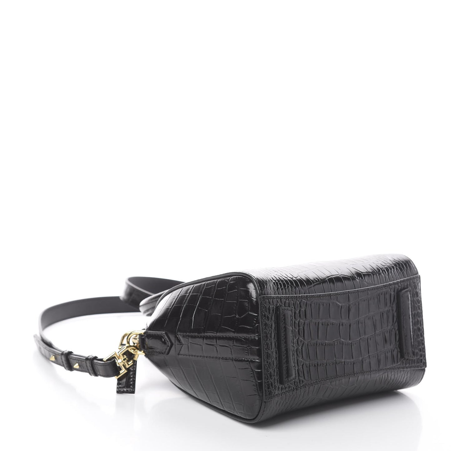 Calfskin Crocodile Embossed Mini Antigona Black