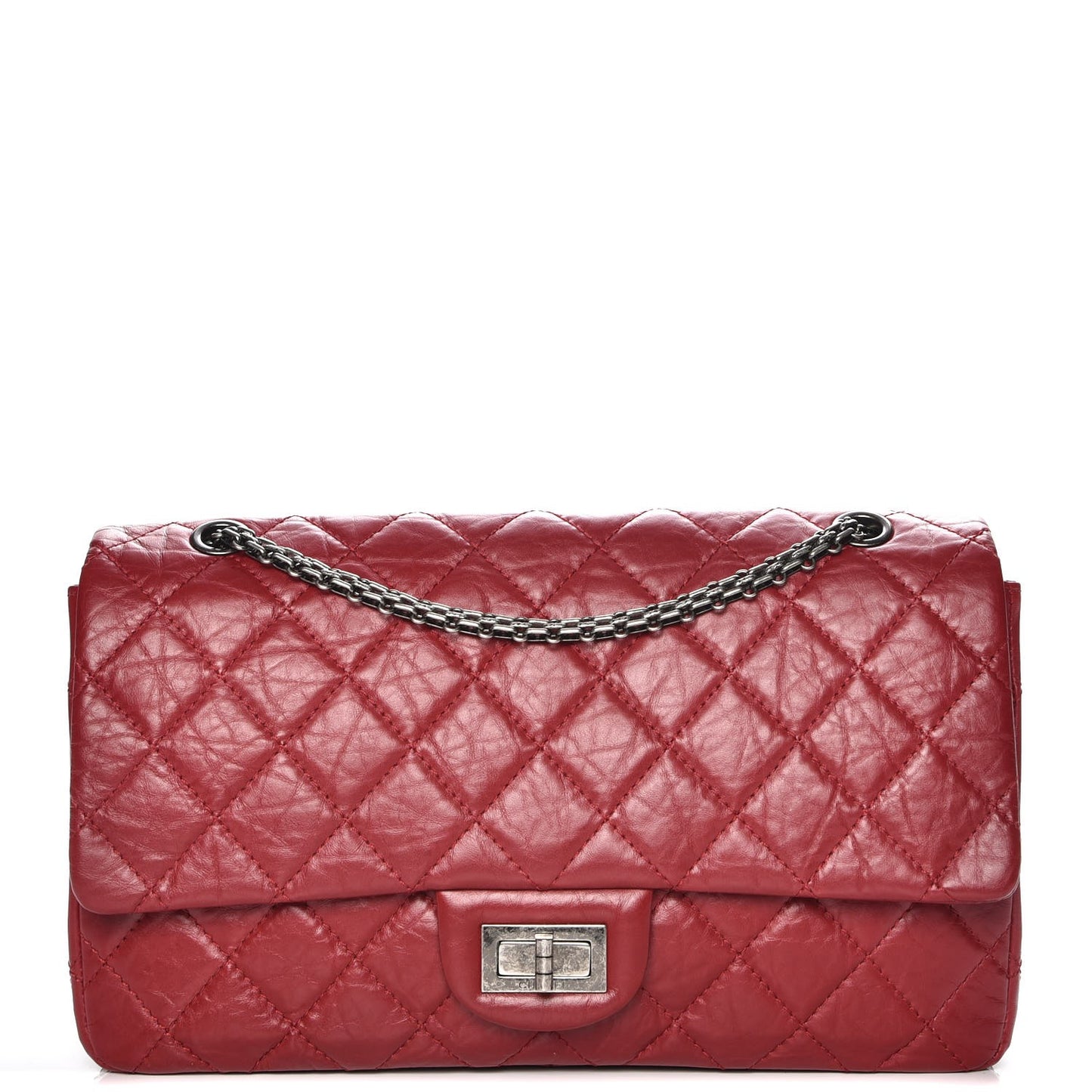 Aged Calfskin Quilted 2.55 Reissue 227 Flap Red