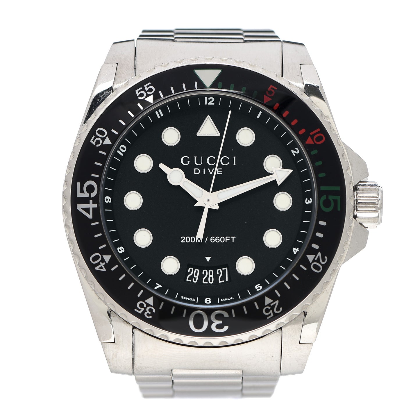 Stainless Steel 45mm Dive GMT Quartz Watch Black